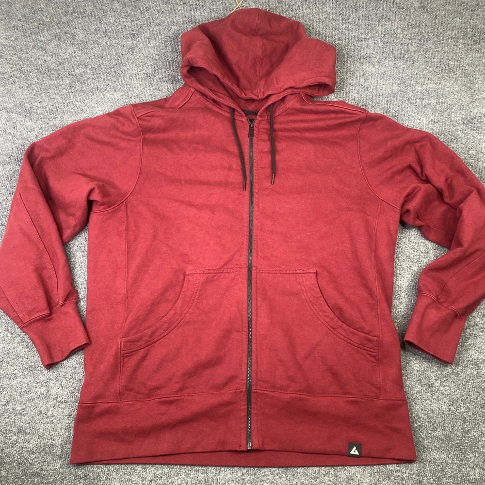 American Giant Mens Red Full Zip Hoodie Heavyweight Cotton Sweatshirt XXL USA